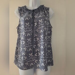 Lauren Conrad Blue/Gray Sleeveless Top with Butterfly Print Small